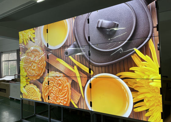 دیوار تصویری LCD UHD وضوح 4k 3X3 Digital Signage 55 اینچ 450 روشنایی مینی قاب
