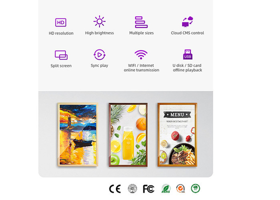 18.5/21/32/42 Inch Frame Photo Frame Digital Signage نمایش تبلیغاتی برای نمایش NFT