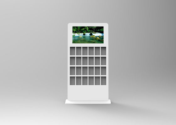 AC240V 32 اینچ سفید رنگ کیوسک دیجیتال ساینیج LCD ایستاده روی زمین با نگهدارنده بروشور